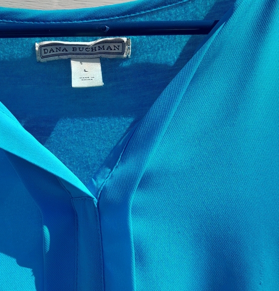 Dana Buchman Womwns L  Elegant Blue Blouse Dress Up Or Down Casual - Picture 2 of 5